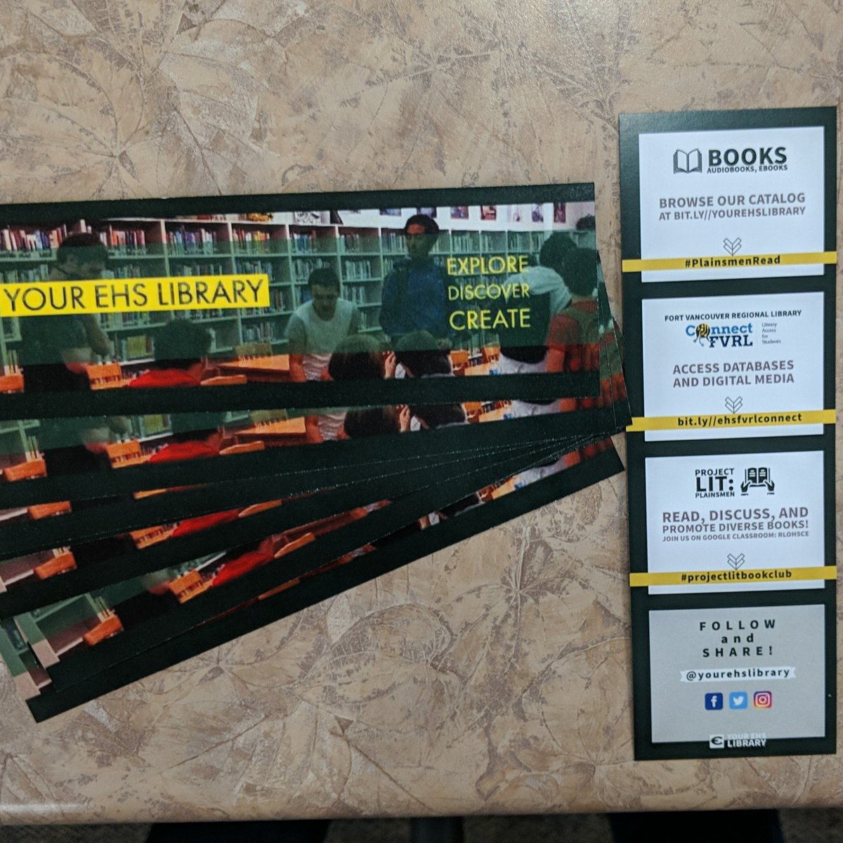 Our new bookmarks are here! Designed in house and printed by EPS print shop. Party up front... business on the back 😎 <a href="/EpsLibraries/">EPS Libraries</a>