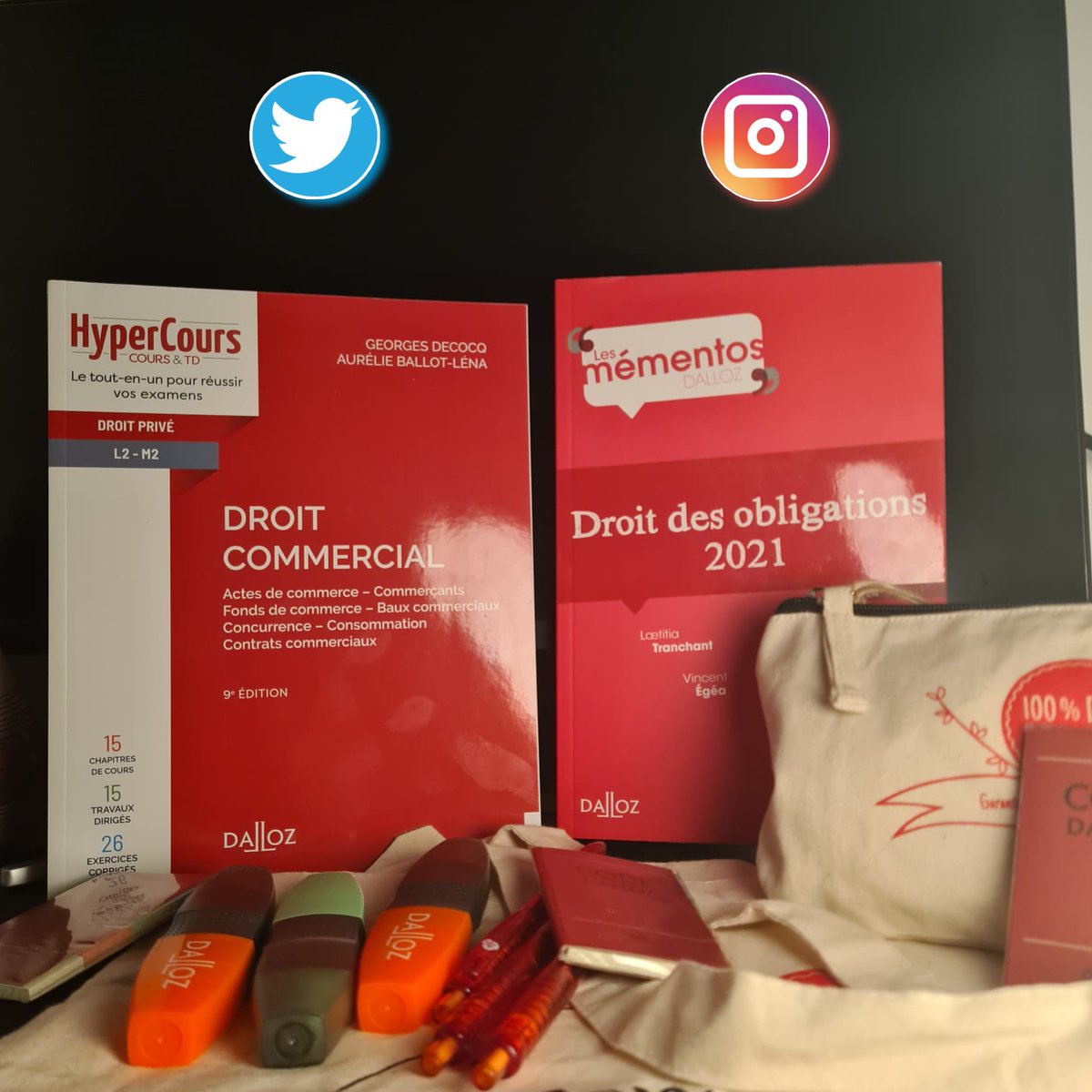 la_MIJ's tweet image. [#CONCOURS]

RT + FOLLOW @la_MIJ pour tenter de remporter :

- L'HyperCours de Droit Commercial édité chez 
@Dalloz📚

- Des goodies Dalloz (Tote bag, trousse, surligneur, stylo et post-it)

Tirage au sort ce dimanche 14 mars à 20h ! Bonne chance à vous🎁

Merci à @Dalloz !