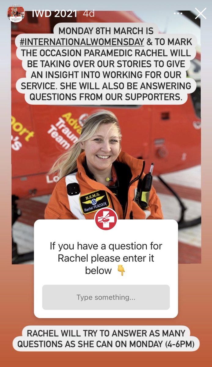 TeamLondonEMS (@teamlondonems) on Twitter photo Our very own <a href="/rachelcpeacock/">Rachel Peacock</a> took over <a href="/LDNairamb/">London's Air Ambulance Charity</a> #instagram story feed today for #InternationalWomensDay
If you missed it catch up here!
instagram.com/ldnairamb?igsh… Our very own <a href="/rachelcpeacock/">Rachel Peacock</a> took over <a href="/LDNairamb/">London's Air Ambulance Charity</a> #instagram story feed today for #InternationalWomensDay
If you missed it catch up here!
instagram.com/ldnairamb?igsh…