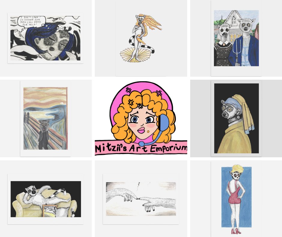 mitziisart's tweet photo. Astound your friends with the most unexpected wall art/postcards!
I've finally added my collection of "Terrible Pictures of Lemus on Various Poses" to the shop. 
#klunatics #TheHouseInTheCeruleanSea #lemurs5eva

@tjklune https://t.co/8oKXV2LWpi