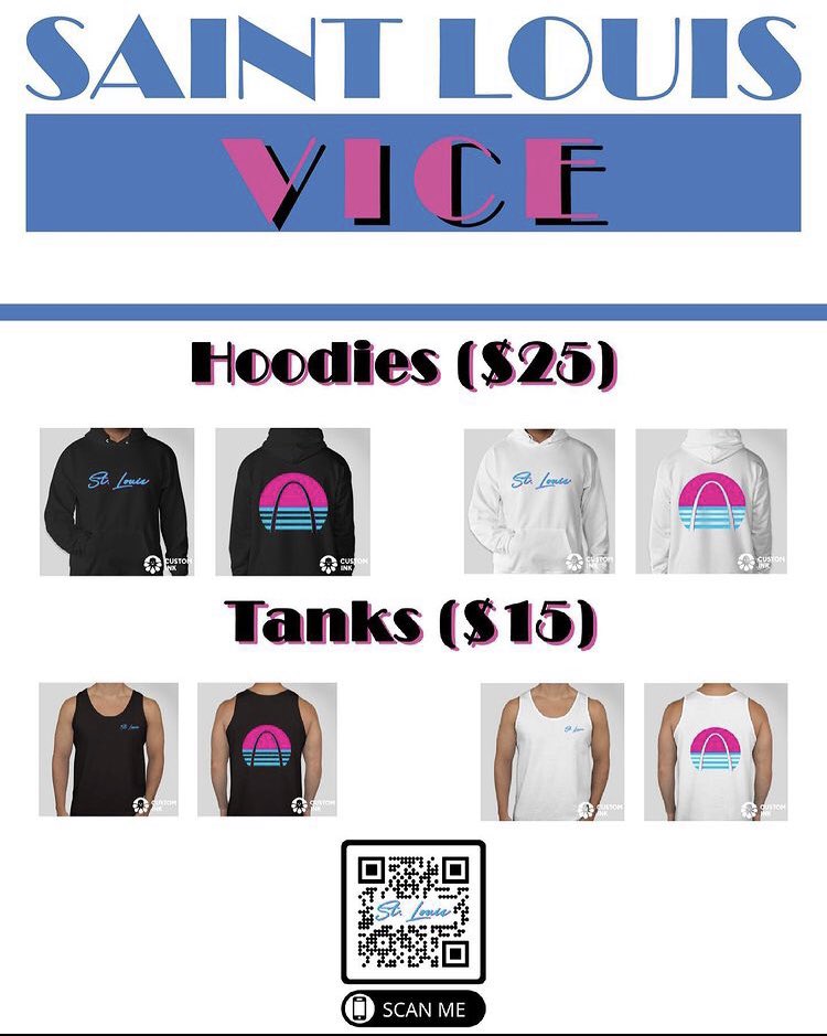 ViceStl's tweet photo. STL Vice is a hot new brand in the St Louis area! Private Message for details, or scan the code below! #marquette #stl #stlfashion #stlouisexploring #vice #STLMade #STL #thelou #Cardinals https://t.co/iwzrLm3FKE
