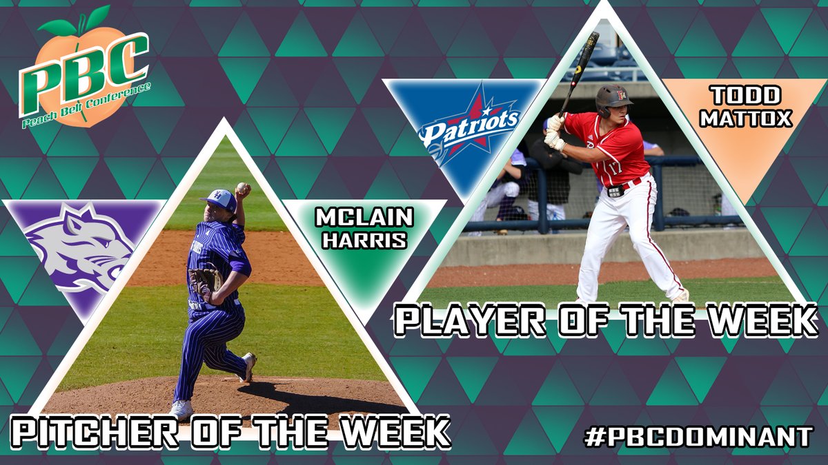 PeachBelt's tweet photo. The PBC Baseball Player of the Week is @FMUSports @toddmattox_00
 
 @YHCAthletics McLain Harris is the Pitcher of the Week! https://t.co/6SHixsvteB #PBCDOMINANT https://t.co/ZXRmFxJe1W