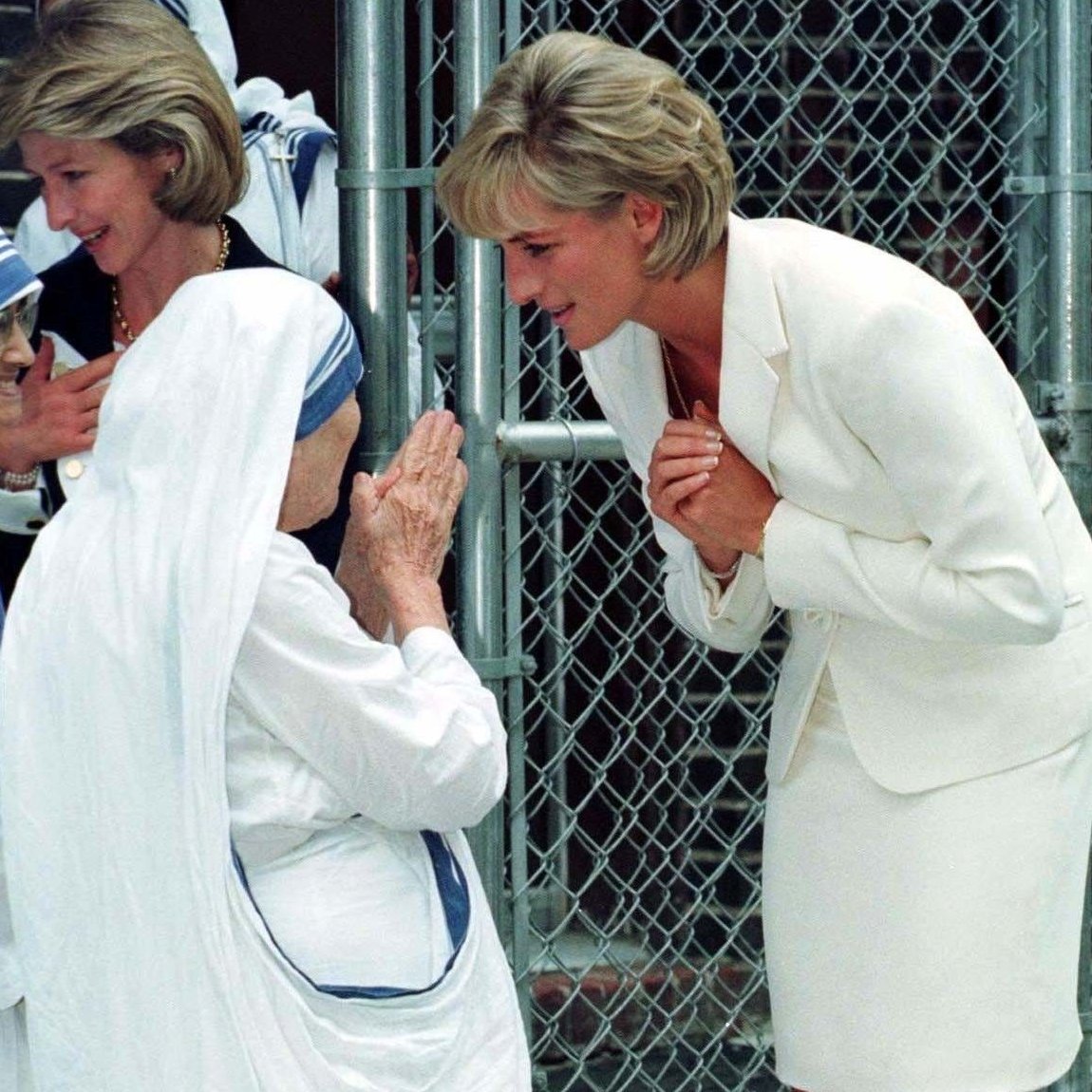 TeamAlbanians's tweet photo. Albanian Catholic nun and saint Mother Teresa with Princess Diana in 1997. Both women bonded over their shared commitment to helping the poor. #InternationalWomensDay https://t.co/yMiJO8hvG7