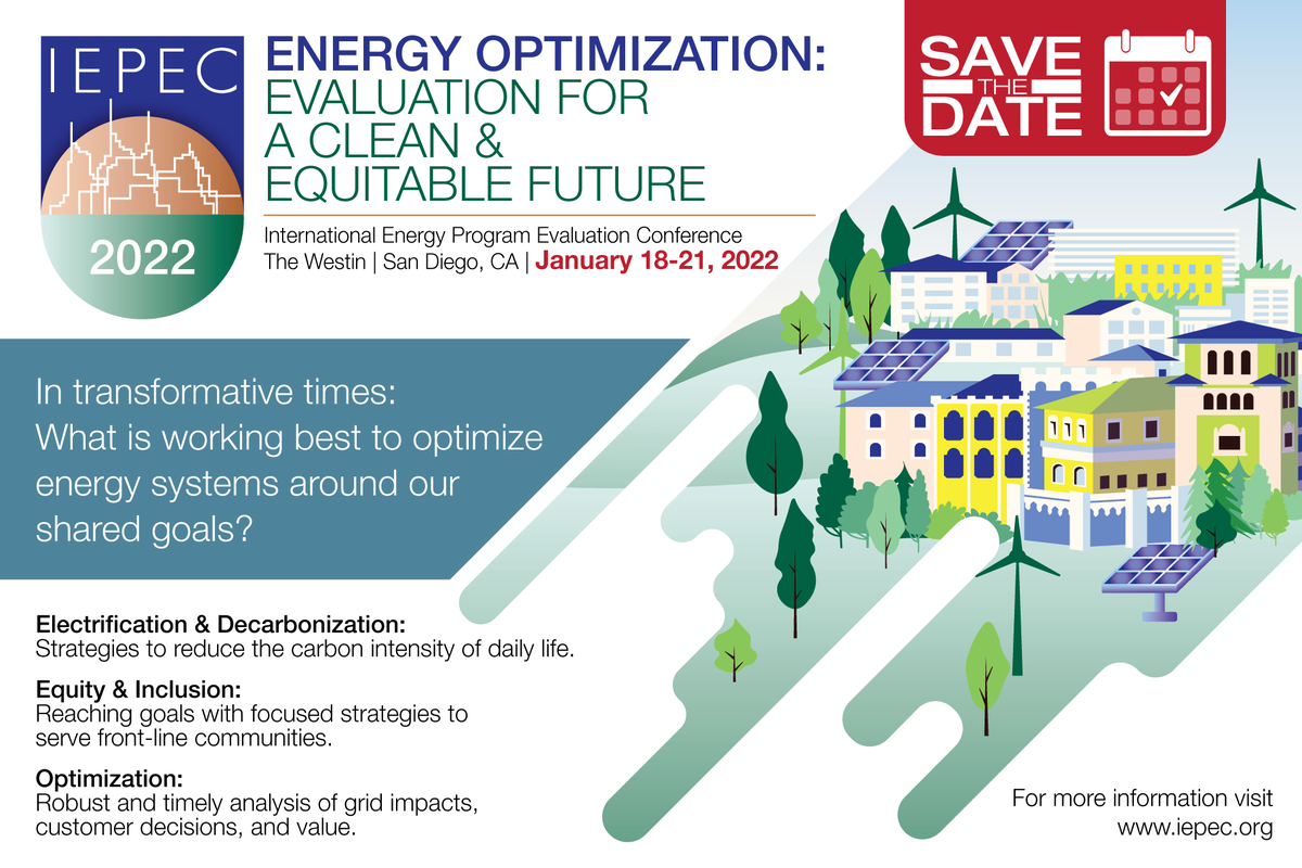 iepecinfo's tweet photo. NEW DATE!! In the interest of our participants and their safety, we have decided to move IEPEC 2021 to January 2022. Our new dates will be Tuesday, January 18 - Friday, January 21, 2022. The conference will still be held in San Diego, CA.
#cleanenergy #energyefficiency https://t.co/Q5t2F3zIG0