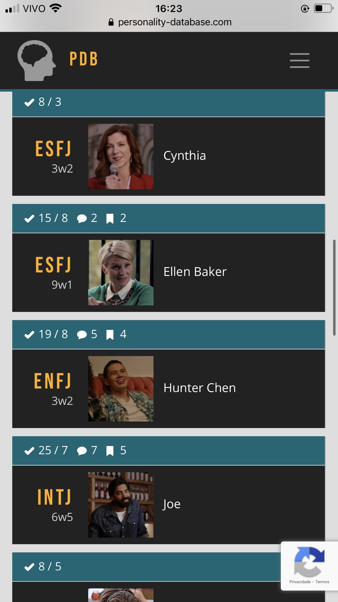 Qual o MBTI da Ginny?