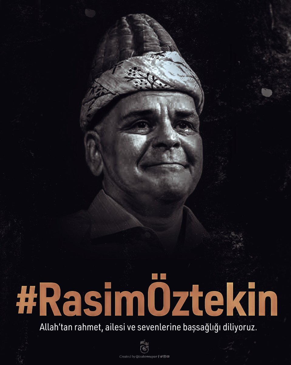 Trabzonspor's tweet photo. Türk Tiyatrosu güldürü geleneğinin nişanesi Kavuk'a bir dönem sahiplik eden, sinema, tiyatro ve dizi oyuncusu Rasim Öztekin’i kaybetmenin derin üzüntüsünü yaşıyoruz. Merhum Öztekin’e Allah’tan rahmet, ailesi ve sevenlerine başsağlığı diliyoruz. #RasimÖztekin https://t.co/ldr9MI7qny