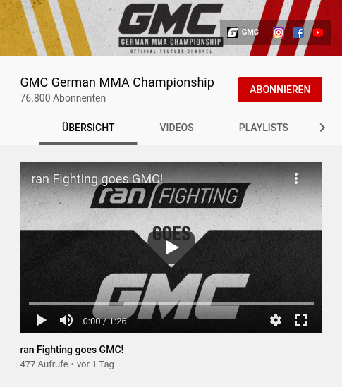 Was ist da denn los? Der #YouTube-Kanal von #ranFighting heißt jetzt 'GMC German MMA Championship' (Official YouTube Channel)? - Hat sich da jemand etwa mal eben ~77k Follower gekauft? 🤔 #DAZNfightclub #SchlagwortNation #GerMMAny

youtube.com/channel/UCQvyu…