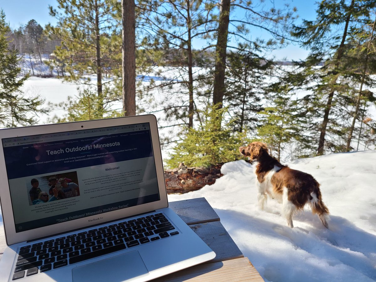 Taking advantage of the weather to work on the Teach Outdoors! Minnesota website while outside. Spring has arrived in the Northwoods & it feels amazing! Don't forget to check out the workshop recordings and additional resources here: https://t.co/QLb1gQCi9K https://t.co/D0D93MDXNl