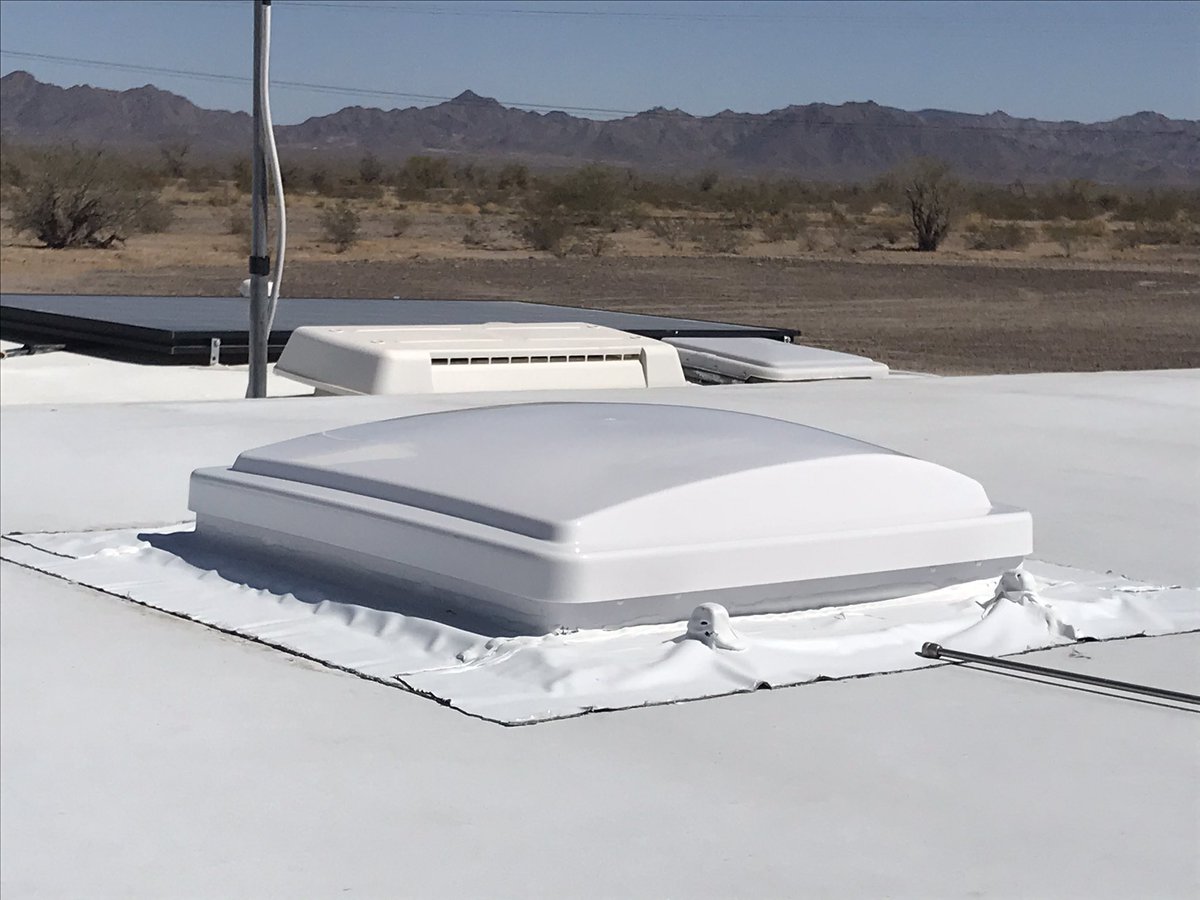 mshaferauthor's tweet photo. Listening to @thecreativepenn podcast while installing a roof vent fan in my TV in the middle of the Arizona desert! https://t.co/iuOKzYdVYV