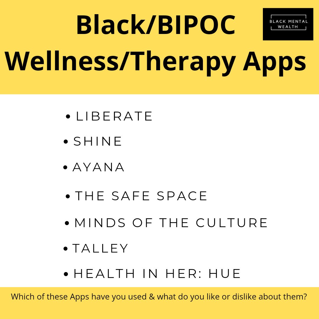We'd love to hear about your experinces of these Apps, we're doing some market research? Drop us a DM or email blackmentalwealthuk@gmail.com #wellnessapps #Mindset #mentalhealth #BIPOC #Apps #healthcare #healthtech #healthtechnology