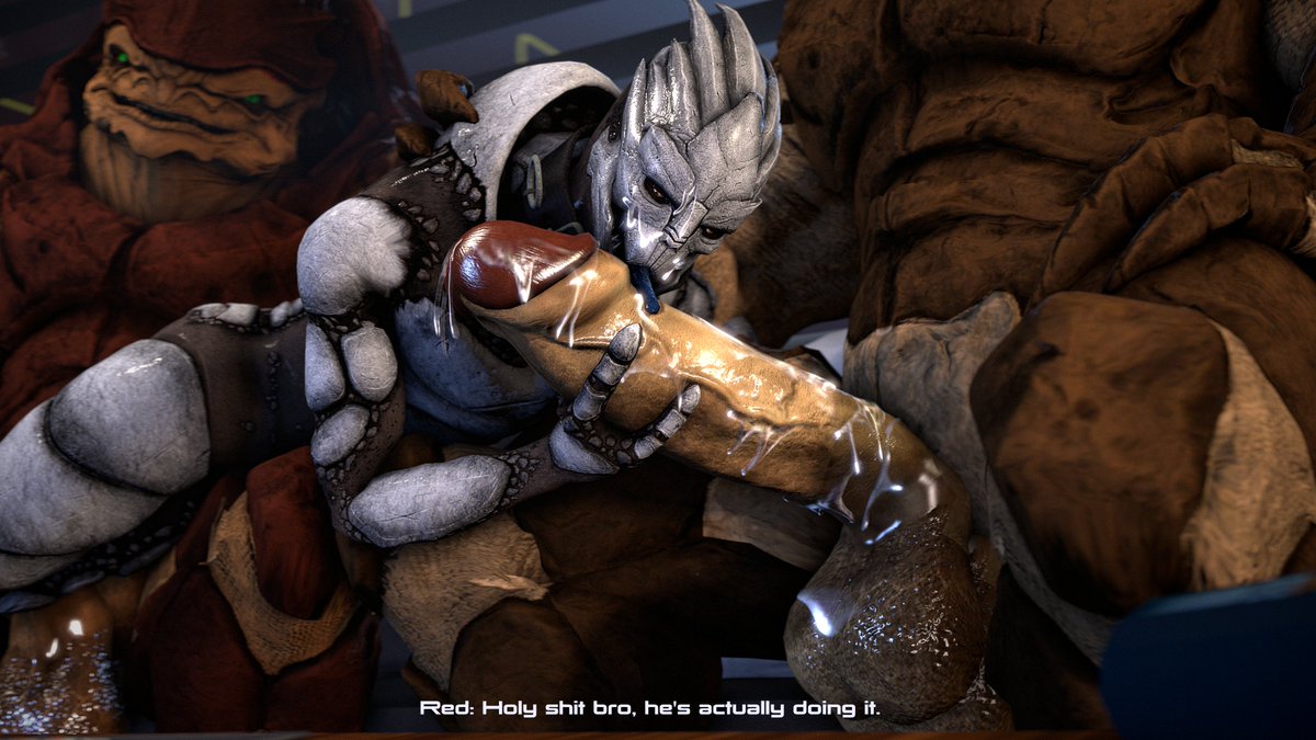 Turian does his service and cleans up their mess while Red checks out his used hole. They both are certainly loving it.

FA: furaffinity.net/view/40931753/