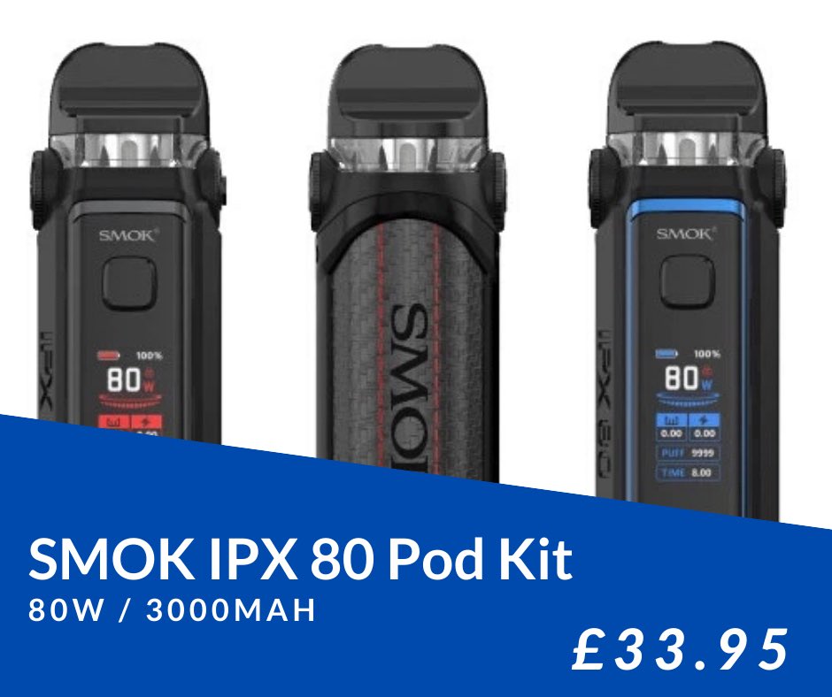 Smok IPX 80W Pod Kit. In stock. 6 colour options. #smok #podkit #vapeuk #ukvape #vaper #vaping