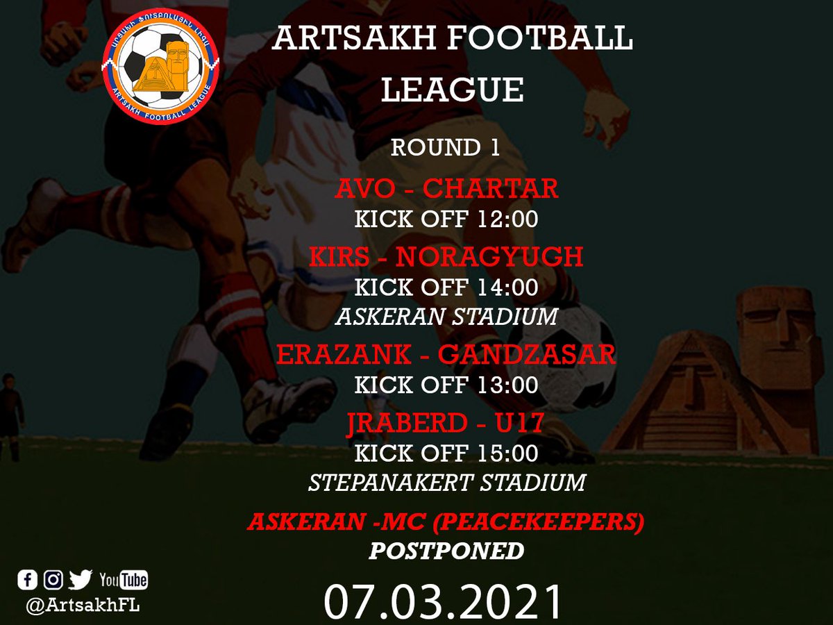 The new season of the Artsakh League starts tomorrow 🔥 
After the war, there were changes in the league📢
1️⃣0️⃣ teams will take part in the championship
The representatives of the peacekeeping troops stationed in Artsakh are among the newcomers of the championship 🇷🇺 ⚽️