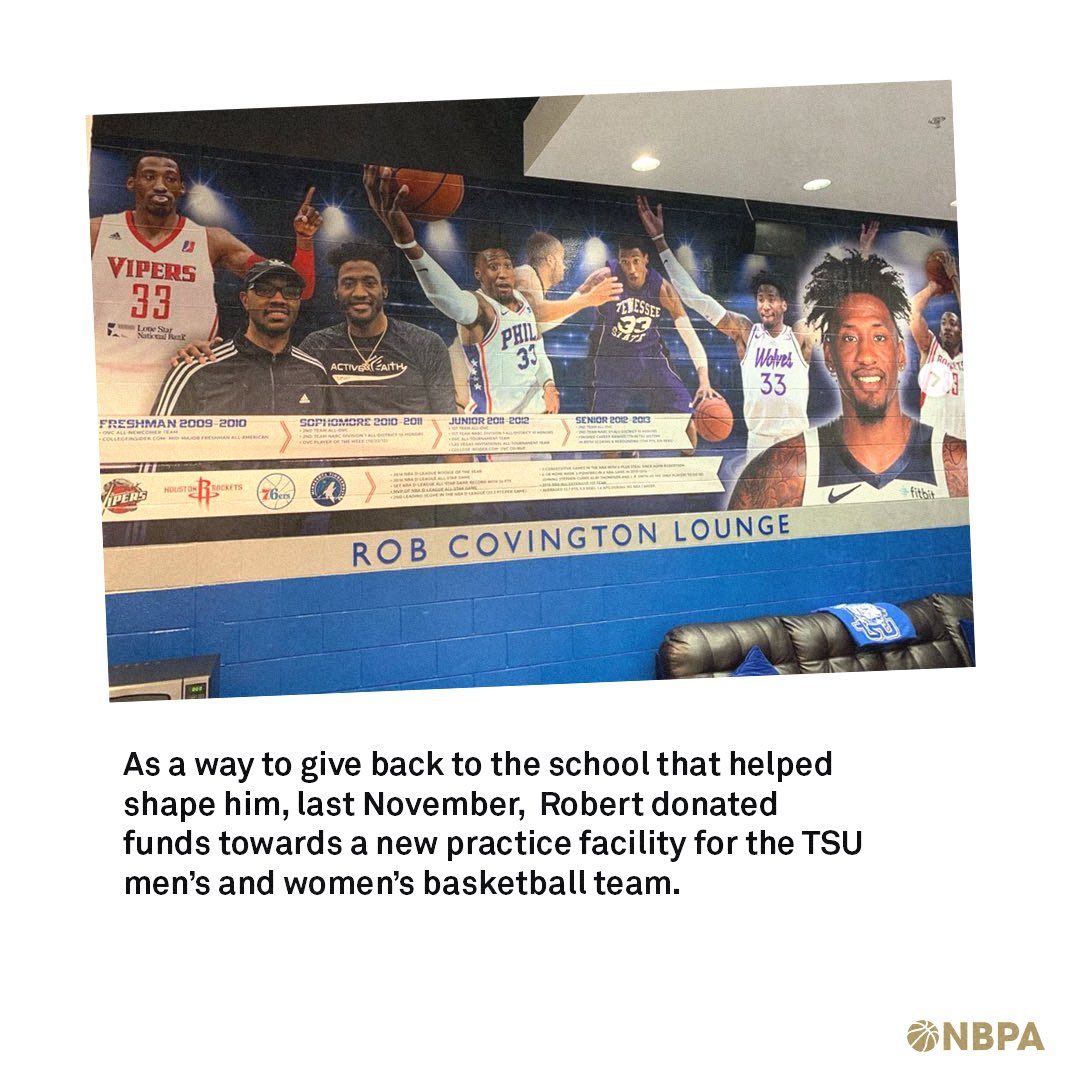 TheNBPA's tweet image. NBPA x HBCU Game Changers Robert Covington

Supporting the athletics at his alma mater, Tennessee State University, @Holla_At_Rob33 donated $1 million towards the creation of a new practice facility for the Men's and Women's basketball programs. #SupportBlackColleges