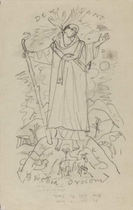 davidjonessoc's tweet photo. Happy (belated) St. David's Day from the David Jones Society! (Image: David Jones, 'Sketch of Dewi Sant,' 1940, Tate Gallery, https://t.co/bAFEnGSLVW) https://t.co/1v4lO0sagi