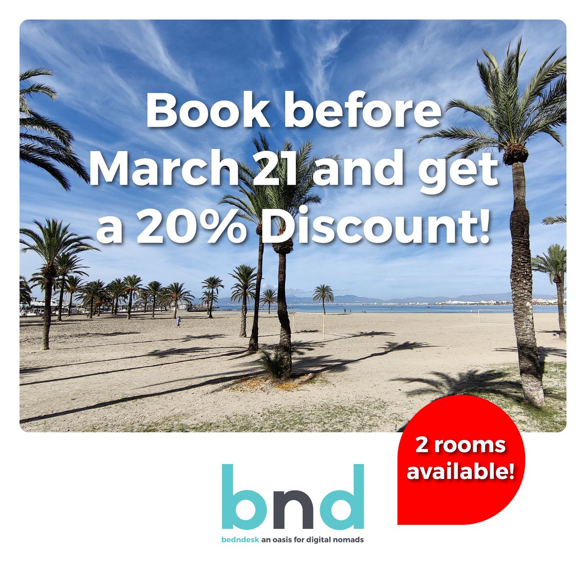 bedndesk's tweet photo. Spring has Sprung at bedndesk. Choose your dates, ask for availability and book before March 21 to get 20% discount. Spring in Mallorca is the best season of the year, don't miss it! 🏝️ 🏖️  https://t.co/8LiNSVOZtl https://t.co/btBmuQXhwm