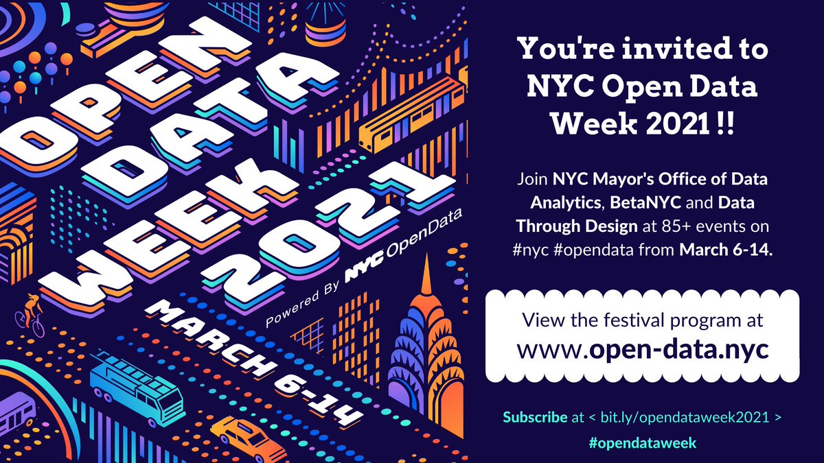 HAPPY OPEN DATA DAY! Join @NYCAnalytics and @BetaNYC at the 100+ events they're curating for #OpenDataWeek. Woo hoooo! open-data.nyc