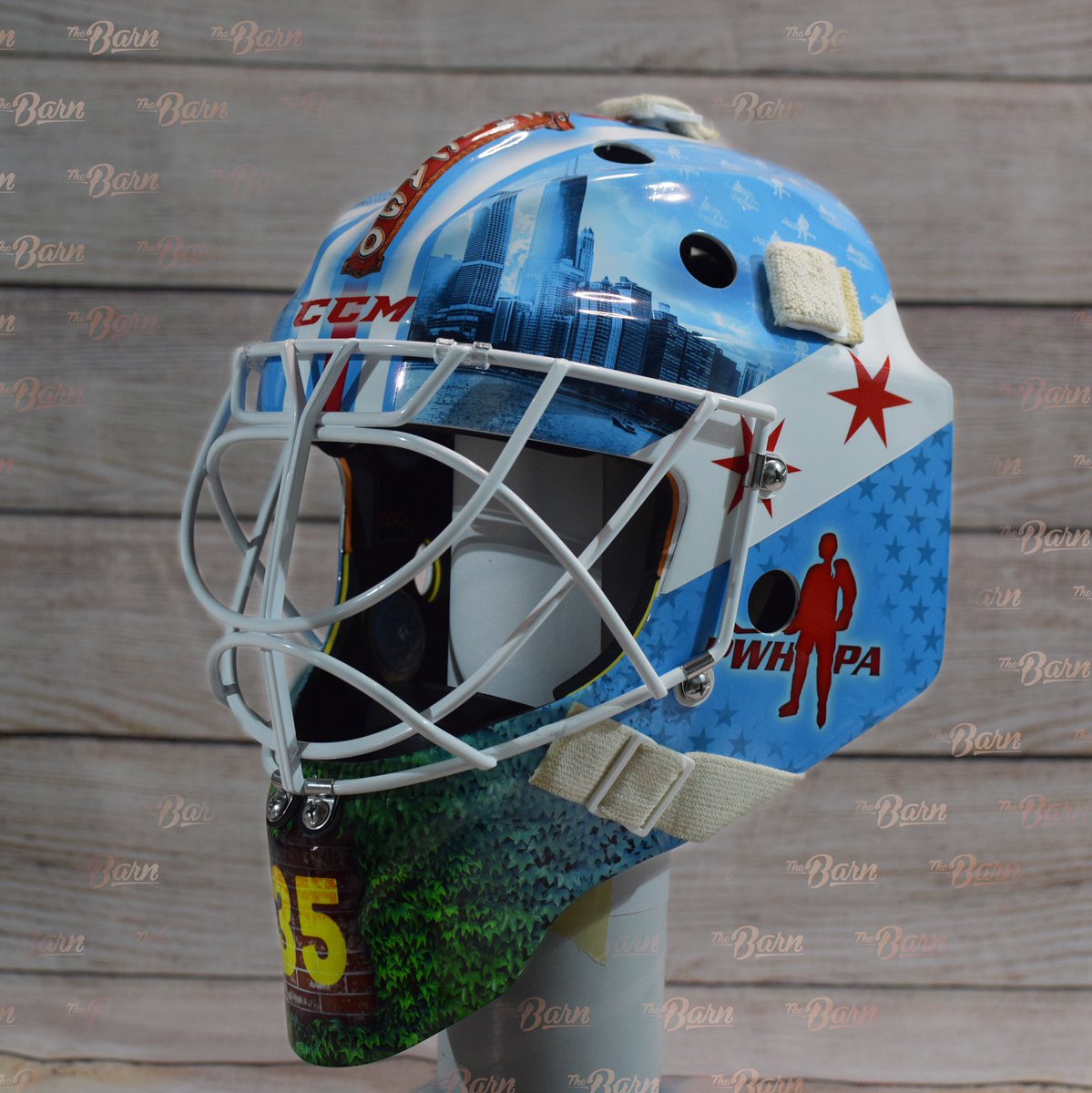 CCMGoalie's tweet photo. Check out @maddie_rooney35’s Chicago-inspired mask for this weekend’s @PWHPA games!  

Designed by @TheBarnCreative https://t.co/2RYLzpMQ96