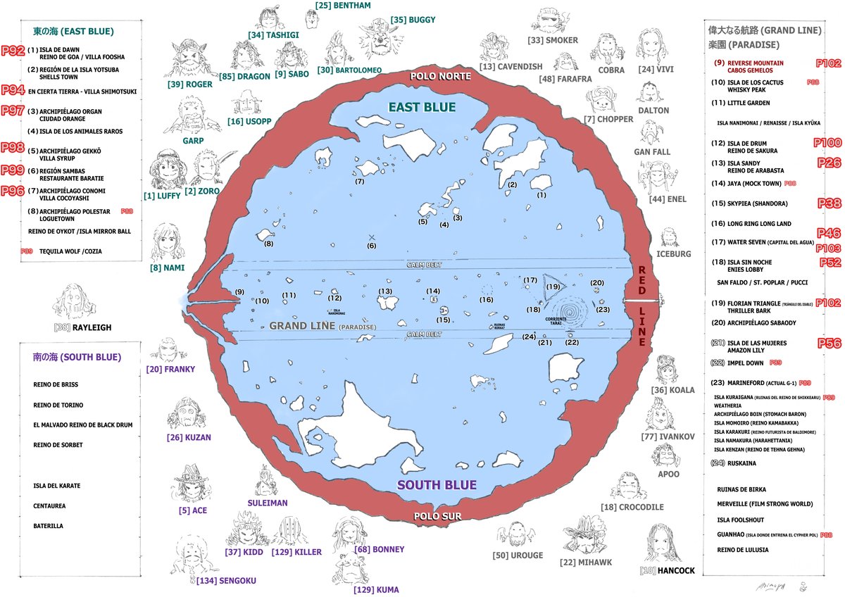 ダニエル 在 Twitter 上 ワンピース世界地図 スペイン語版 Mapa Del Mundo De One Piece Version Espanola East Blue 東の海 South Blue 南の海 Grand Line 偉大なる航路 Paradise 楽園 Arimoria T Co Lvxj6jrqv2 Twitter