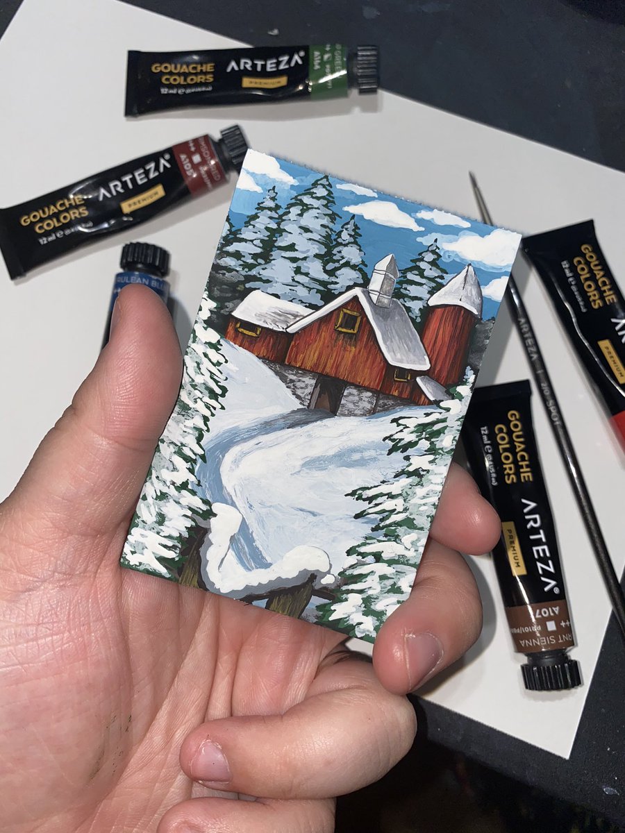 a_m_e_arts's tweet photo. 2.5x3.75” gouache ❄️ 

I just love mini paintings so much 🥺🥰 https://t.co/2AvucaYGvf