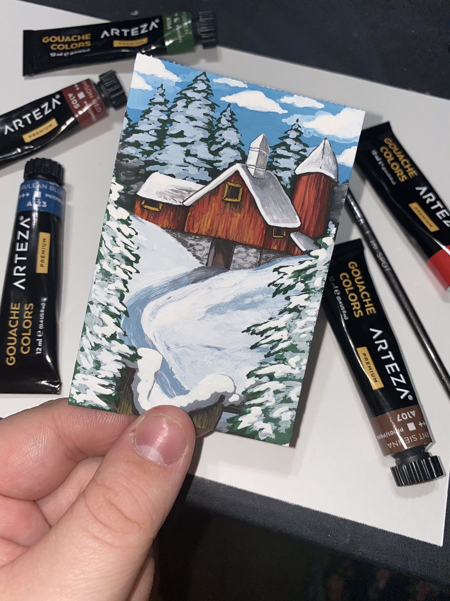 a_m_e_arts's tweet photo. 2.5x3.75” gouache ❄️ 

I just love mini paintings so much 🥺🥰 https://t.co/2AvucaYGvf