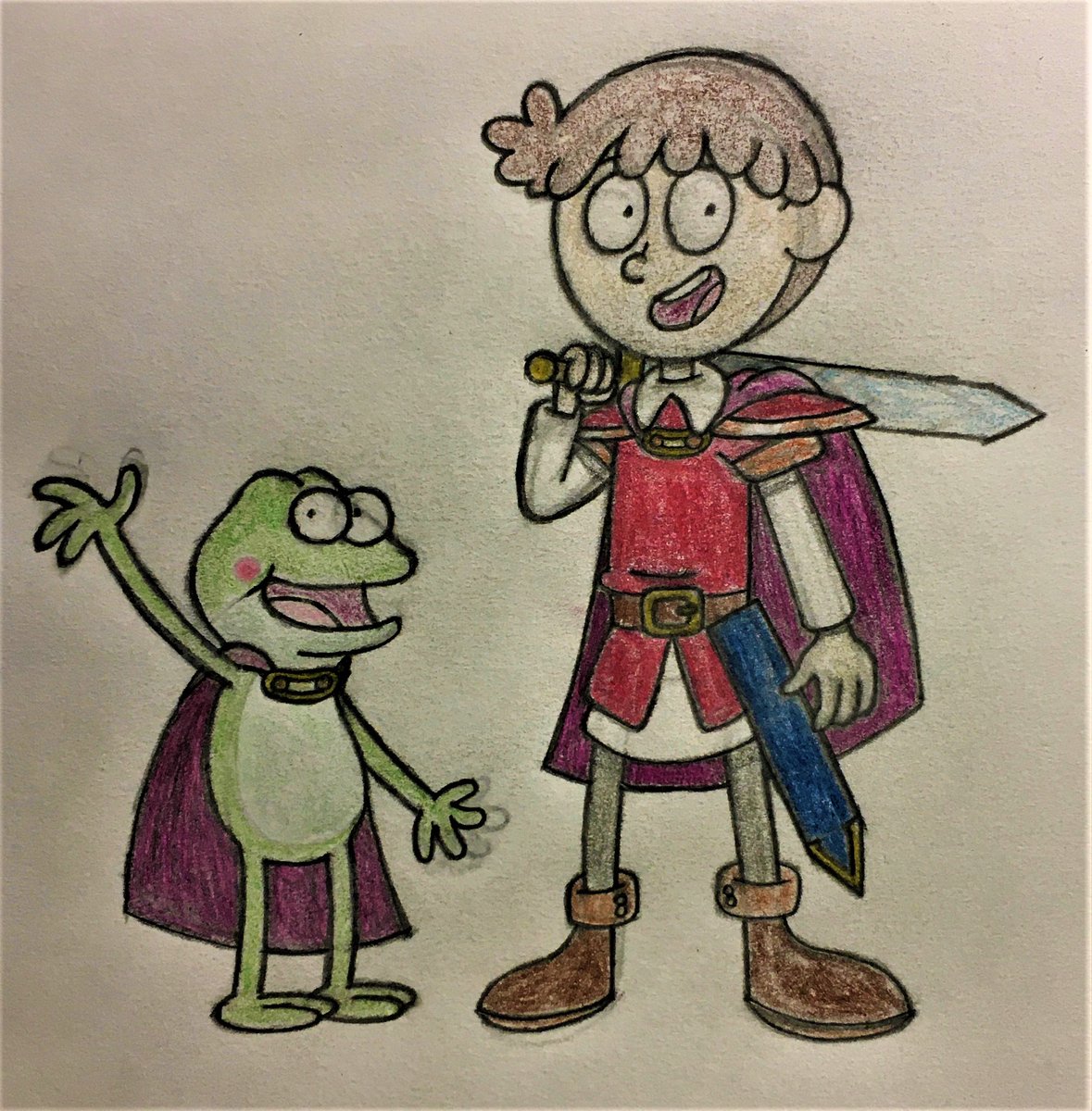 CrashyBomb's tweet photo. Inspired by @eternalflamebry, here's #SablePrince w/ his frog form drawn in the style of @Disney's #Amphibia as part of Styles Pass! #sableprince #artstyle #amphibia #stylespass https://t.co/ufpZPAUsVg