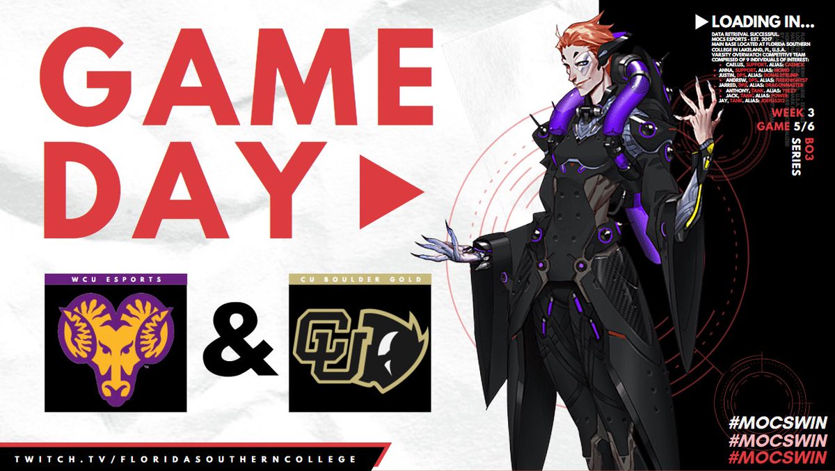 MocsEsports's tweet photo. [ #MOCSOW ] It’s fangs against horns today as our Overwatch team goes head-to-head against WCU Esports and @BoulderEsports 😈 Two intense matchups you won’t want to miss.

Click the link @ 5PM to cheer us on‼️ #MOCSWIN 
📺 https://t.co/WQucnLMkHZ https://t.co/4LfjoKRtGy
