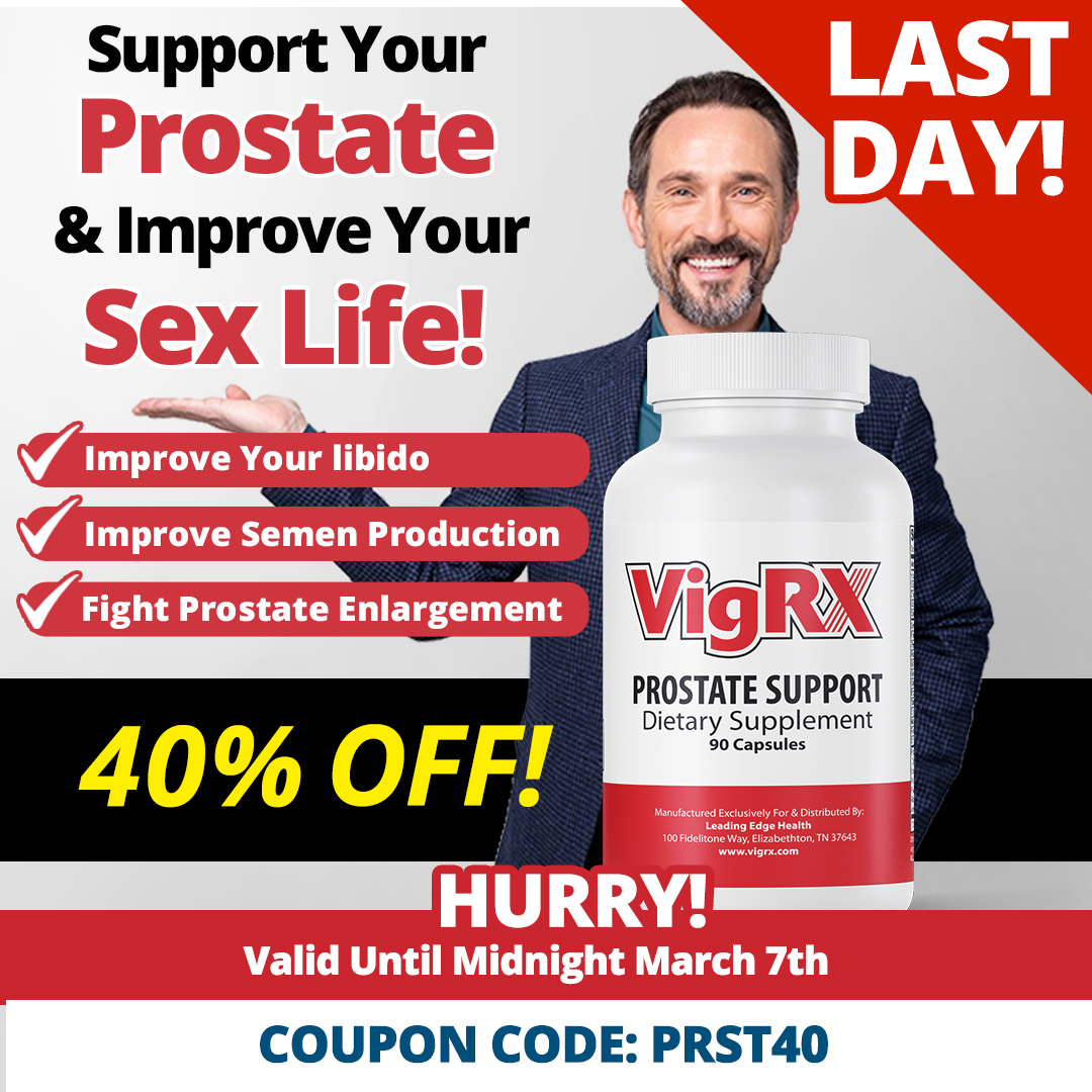 VigRX's tweet photo. Today is the last day you can receive 40% OFF when you order VigRX Prostate Support!

To claim this offer before it's too late, visit our website and use coupon code PRST40 at checkout. https://t.co/uts0KlbrNB