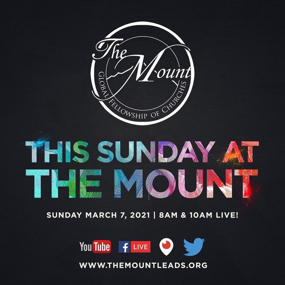 themountleads's tweet photo. This Sunday Online @TheMountBishop has 2 amazing words just for you!! Share and invite a friend to virtual service #8AM #10AM #TMG360 #LIVE ๐๐ https://t.co/wmXuejZyer