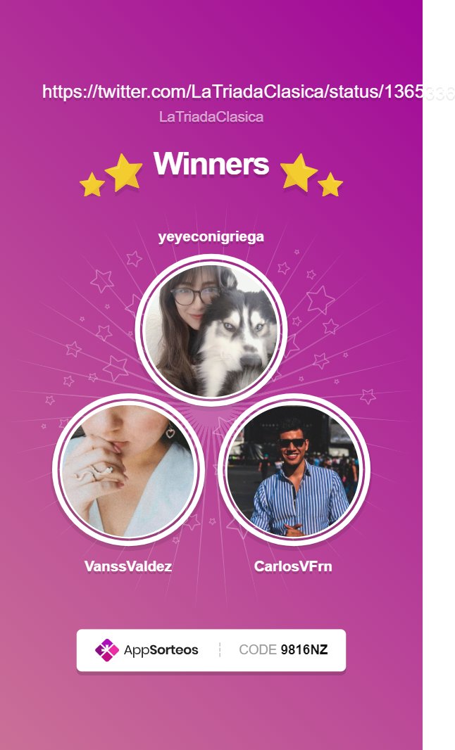 LaTriadaClasica's tweet photo. ¡Muchas felicidades, @yeyeconigriega, @VanssValdez y @CarlosVFrn!
Pronto nos pondremos en contacto con ustedes para que reciban su membresía de ENARMIND 😉
#ENARMIND
Sorteo #9816NZ https://t.co/EbQVfj6KRq https://t.co/IxyFBZdns8