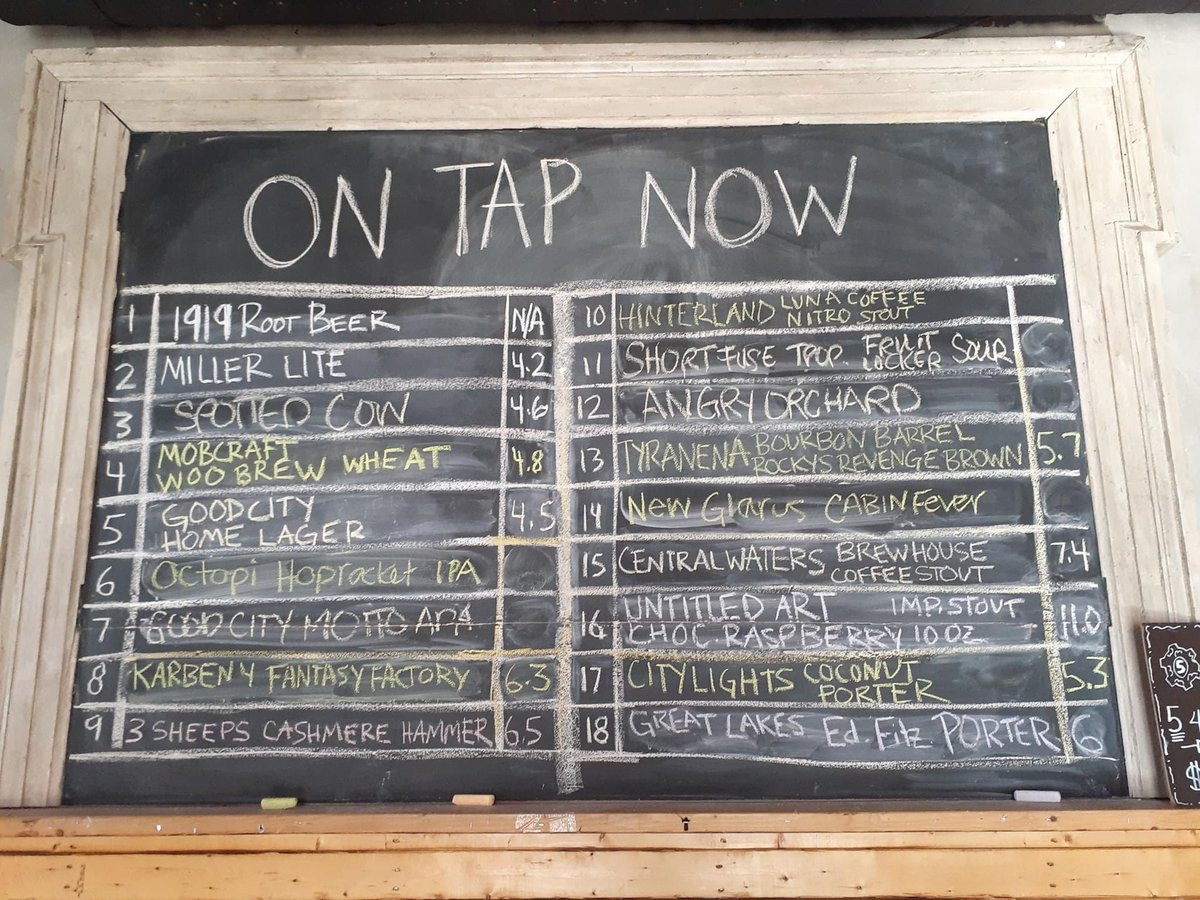 theglassjvl's tweet photo. #OnTap
@SpottedCow_Wisc @mobcraftbeer @GoodCityBrewing @octopibrew #karben4 @3SheepsBrewing @hinterlandbeer @ShortFuseBeer #CentralWaters #UntitledArt @CityLightsBeer #GreatLakes @MillerLite @1919rootbeer https://t.co/21L529Jlrl