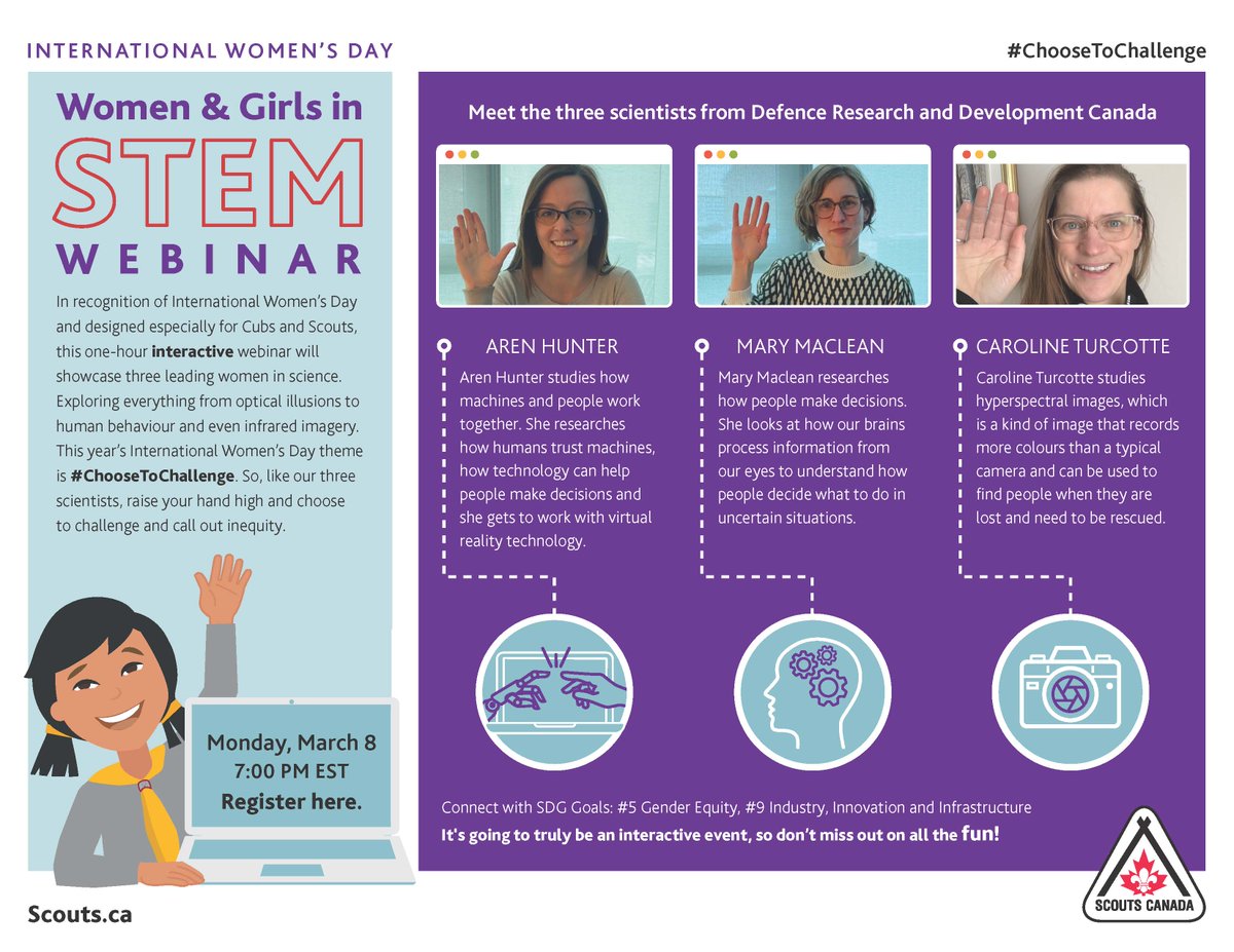 Happy <a href="/womensday/">Women's Day</a>! Join our interactive webinar with 3 leading women in science, hosted by <a href="/annabelle_loder/">Annabelle Loder</a>! #STEM🔬 
bit.ly/IWD2021Webinar
See you TONIGHT @ 7pmEDT to explore everything from optical illusions to human behaviour &amp; infrared imagery!
#IWD2021 #ChooseToChallenge