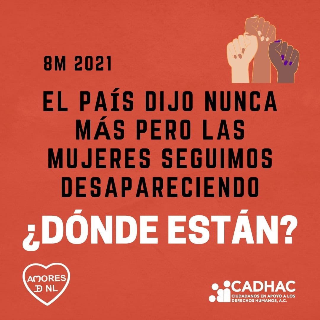 cadhac's tweet photo. ¿Dónde están, nuestras hijas, dónde están?

#8M #AnteLaViolenciaResistencia #HastaEncontrarlas #AMORES #CADHAC #NiUnaMasNiUnaMenos #VivasNosQueremos https://t.co/ZxCeKAvkFj