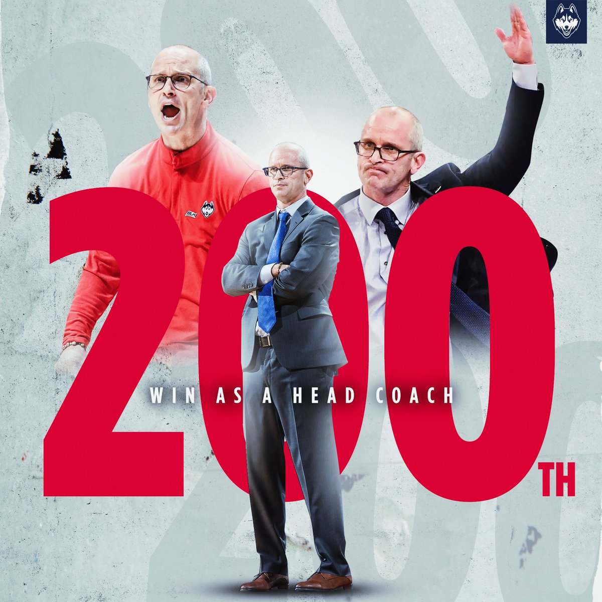 Congratulations to our leader @dhurley15 on his 2️⃣0️⃣0️⃣th career win as a head coach‼️ ⁣ #ThisIsUConn | #PullTheSled