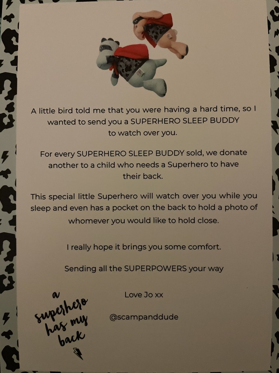 Tracey Leach (@tleach84) on Twitter photo <a href="/ScampandDude/">Scamp & Dude</a> thank you so much for this lovely delivery. It came just at the right time as my husband past away last night. My children haven’t put them down today xxx <a href="/ScampandDude/">Scamp & Dude</a> thank you so much for this lovely delivery. It came just at the right time as my husband past away last night. My children haven’t put them down today xxx