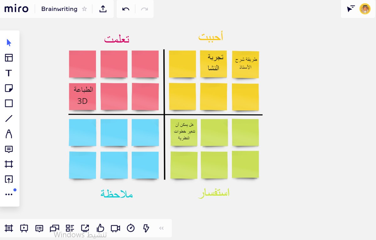 almohobeen's tweet photo. في التعليم التقليدي ولتجويد الأداء كنت أطلب من الطلاب تقييم الحصة في استكرات يلصقونها على الجدار وفي #التعليم_عن_بعد مارست نفس الشيء وذلك عن طريق برنامج https://t.co/hiNDllT1Zx ويستخدم ايضا لتصميم الخرائط الذهنية وبصراحة برنامج رااااائع #منصة_مدرستي  #STEM #STEAM https://t.co/BCHhIEIgPm