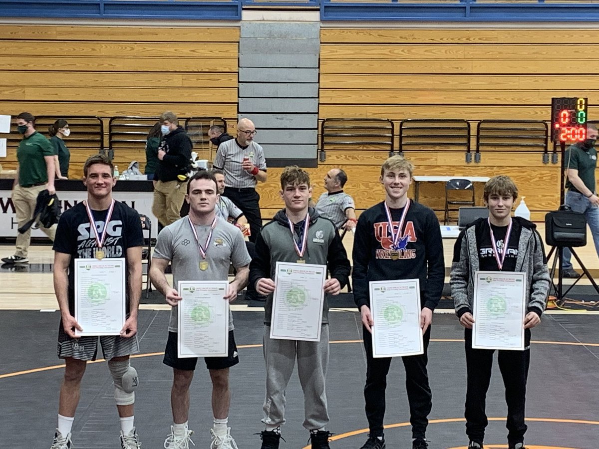 GrahamWrestling's tweet photo. All of our lower weights took home first today at districts, and will be advancing to the state tournament! Great job Beric (106), Nolan (126), Nick (132), Nick (132), and Alek (145)! 🥇 https://t.co/1BiWcbDoCC