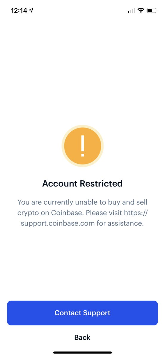gregkaufman's tweet photo. @coinbase I’m unable to initiate crypto buys due to Account Restricted. How do I solve? https://t.co/ueRDpL3V9z
