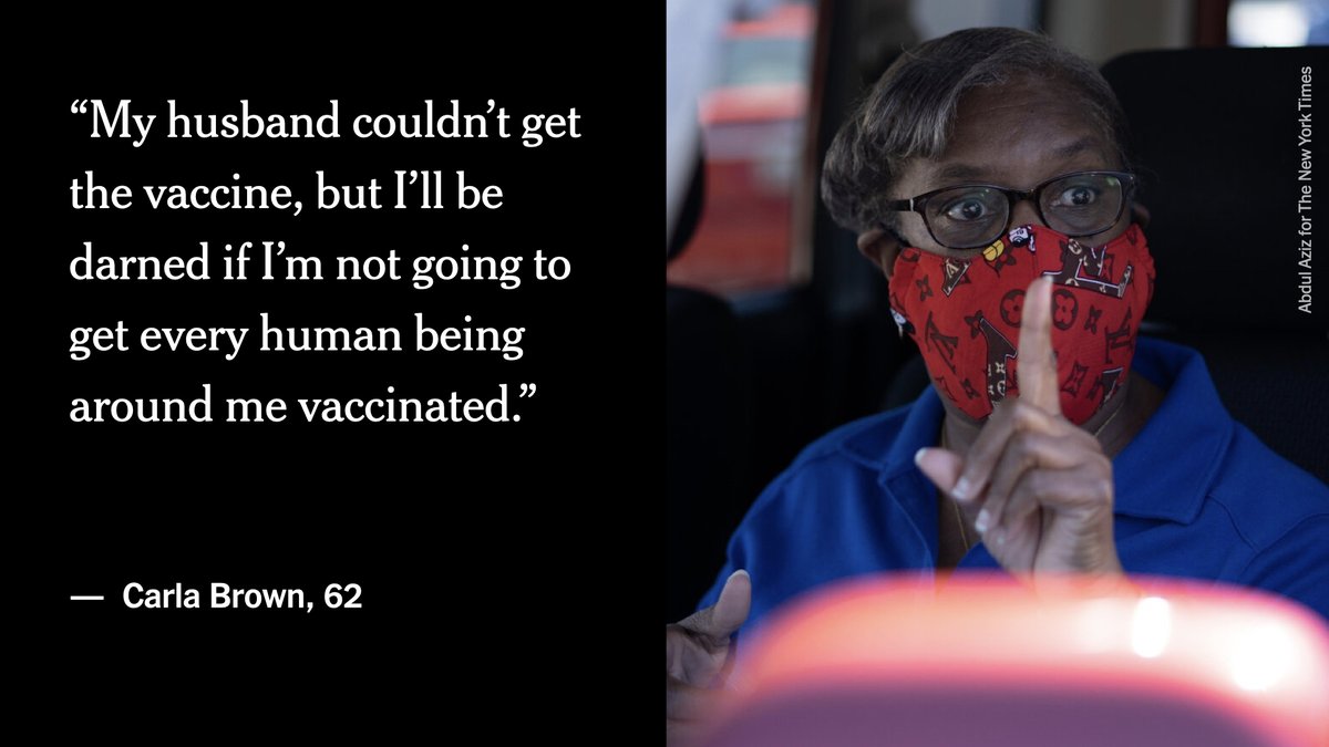 A nurse in Baton Rouge is on a one-woman mission to get older African-Americans to take the coronavirus vaccine after her husband died from the virus. nyti.ms/3cbQCV2