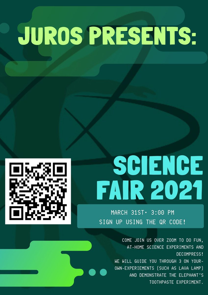 JUROS_OSU's tweet image. Need a break from the stress of classes? Join us for some fun, at-home science experiments and have a break on March 31st from 3-4 pm! Use the QR code to RSVP or use the following link: forms.gle/Fh3fq15CZZC4Sh…