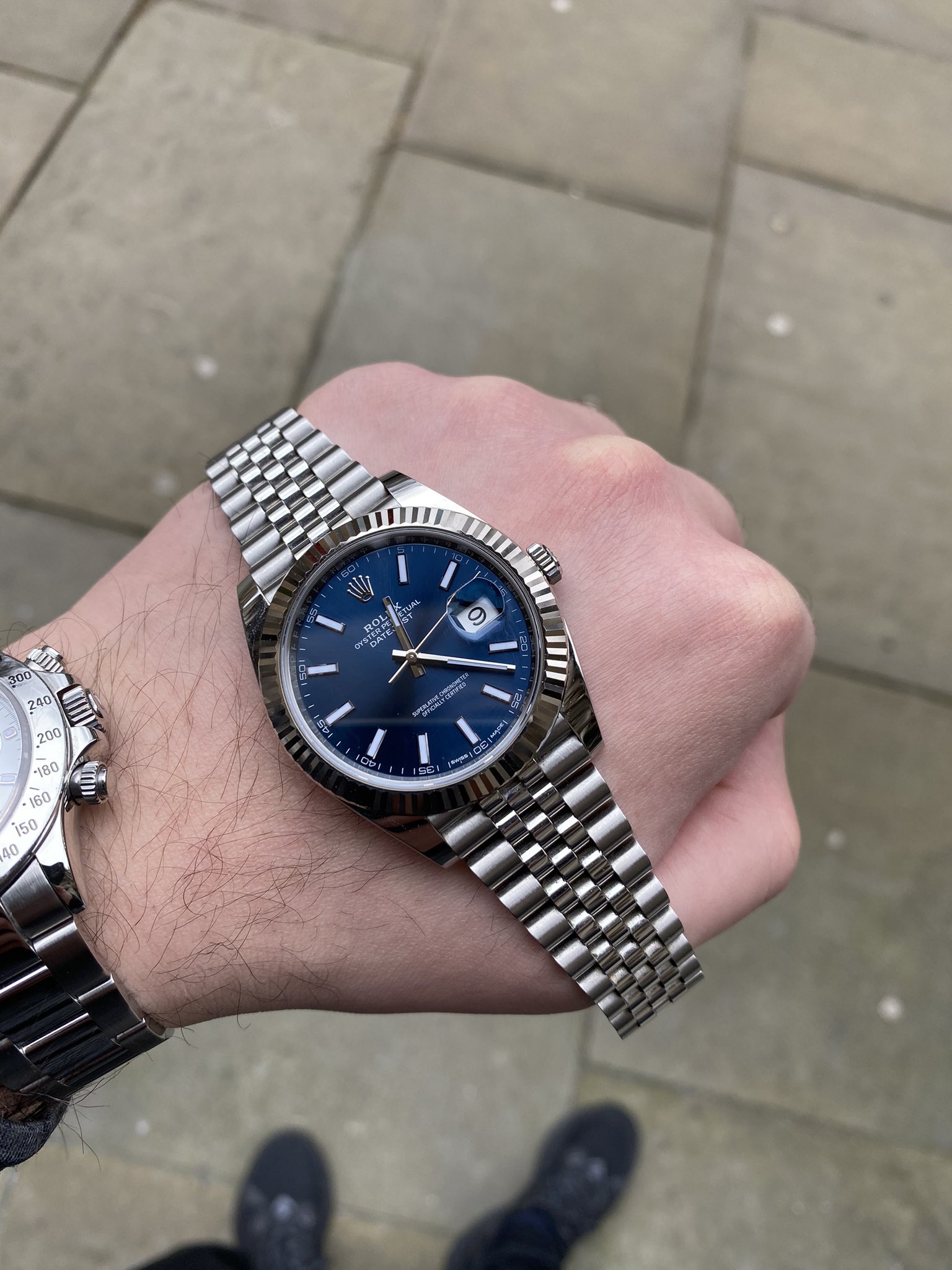 Rolex datejust 41 blue on outlet wrist