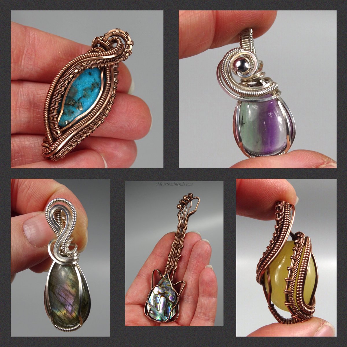 New pendants available at oldearthminerals.com #wirewrappedjewelry #wirewrap #pendants #jewelry #crystaljewelry #stonependant
