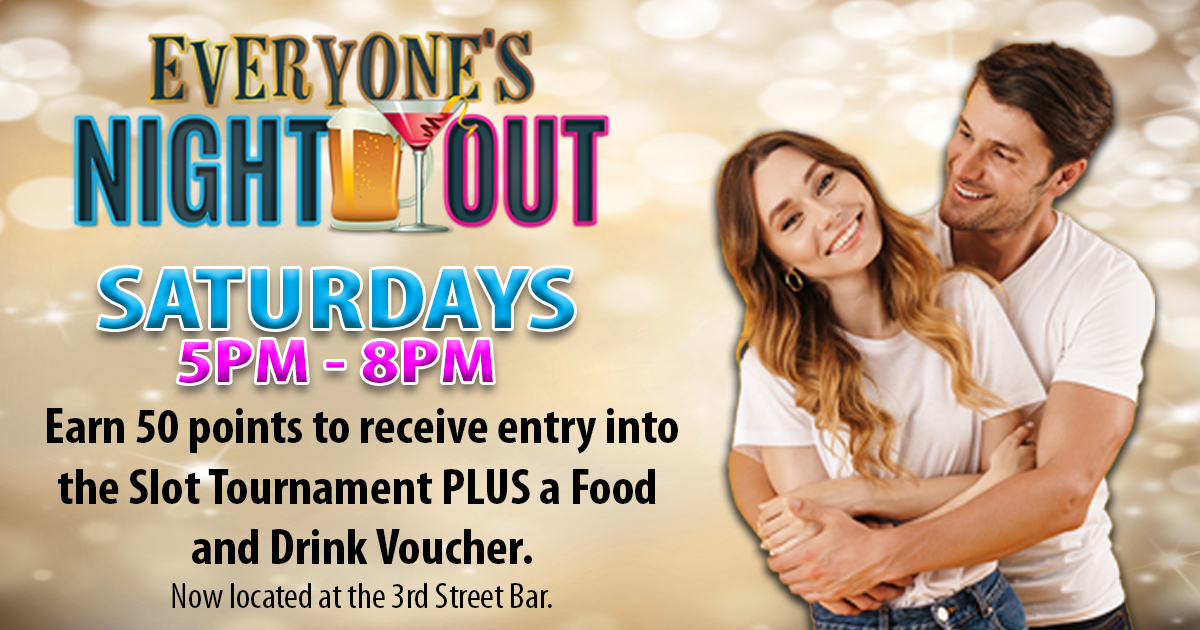 JResortReno's tweet photo. Today is another Saturday Everyone's Night Out!! 🤩😉👏 Come, earn your points, play the tournament and win great prizes!! #DontMissIt #LetsHaveFunTogether https://t.co/nQl1UgtvCC