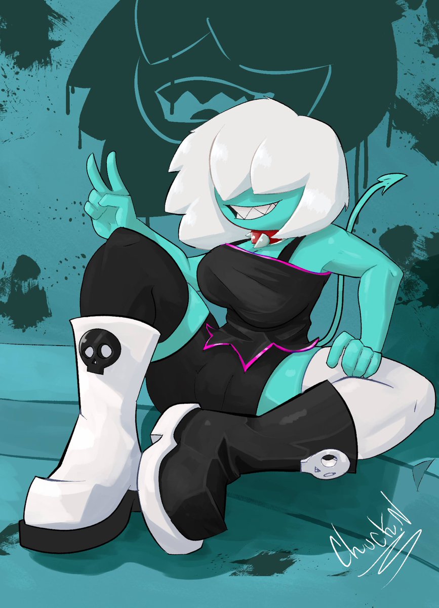 NoMoreChuckN's tweet image. hOlaaa, hice un Oc para puro fan service xD.
Se llama NiXie, Nix para abreviar, es una Succubus y protagonizara esta cuenta a partir de ahora 💀