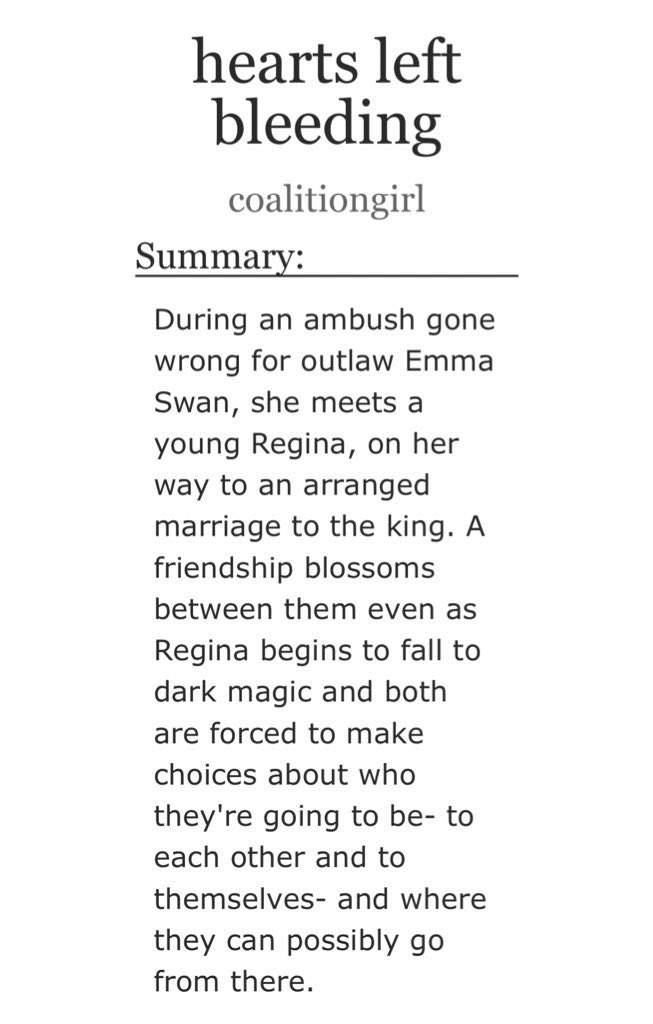 March 5: hearts left bleeding by  @coalitiongirl part of the Sean Hood and the Evil Queen series.  https://archiveofourown.org/works/1358440/chapters/2836681