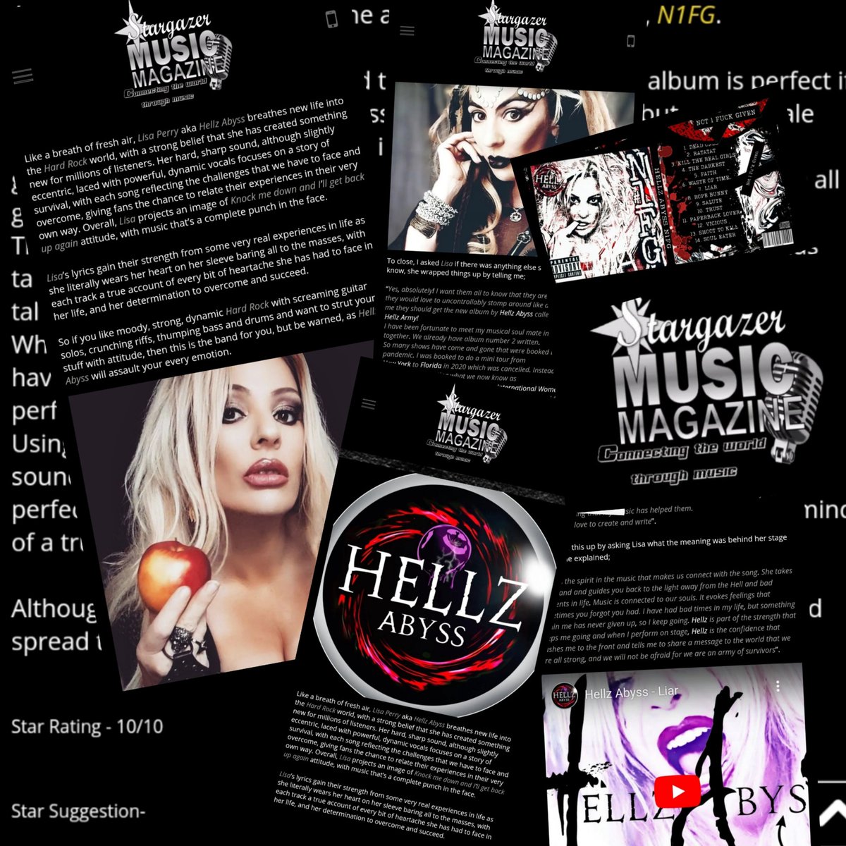 AbyssHellz's tweet photo. An absolutely fantastic way to wake up! Hellz Abyss features in Stargazer Music Magazine UK!
An amazing write up with a 10/10 rating on the new N1FG album. Read it here now
https://t.co/5gyi08T1tt
Check out the new N1FG album by Hellz Abyss here
https://t.co/fevuEWKh89 https://t.co/EBZEyCO5Mk