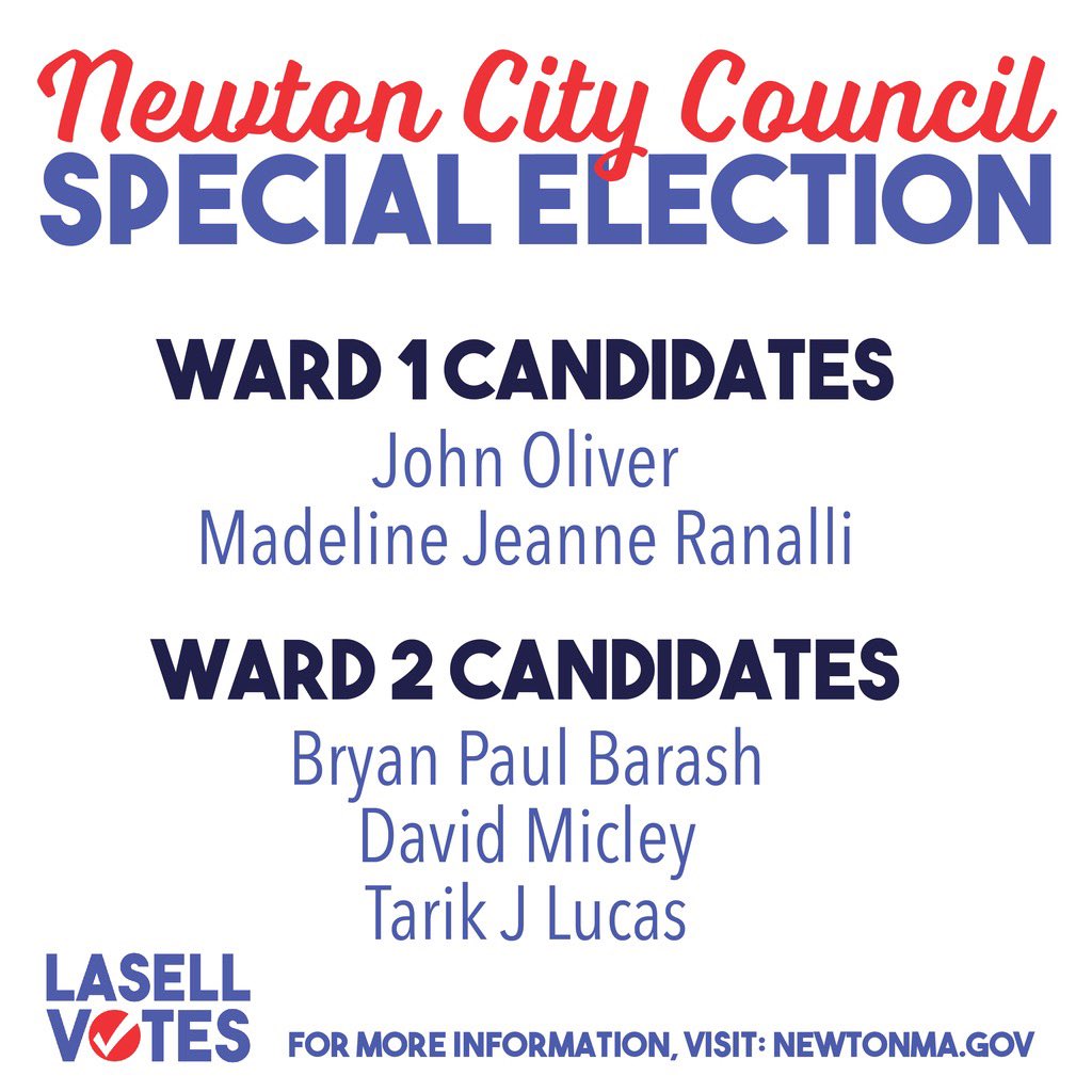 LasellVotes's tweet photo. Here are the candidates for the upcoming Newton City Council Special Election! https://t.co/oJFhlNjEac