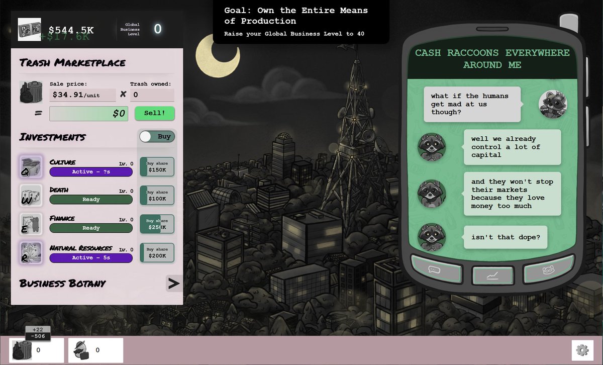thisgamehaunted's tweet photo. Our upcoming game Trash the Planet features a functional stock market where you gather and manipulate the value of trash. This is unlike the real stock market which *checks notes* hmmm OK so they're pretty similar actually. #screenshotsaturday #gamedev #indiedev https://t.co/cQ8RCoH5TO