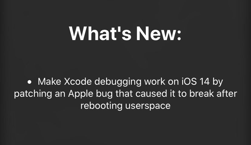 ⚠️⚠️
صدر تحديث جديد لـUnc0ver نسخة رقم v6.1.1
تحتوي على،وهي:

-إصلاحات وتحسينات إضافية لـios14. 

رابط الموقع الرسمي:
unc0ver.dev

التحميل:
عن طريق Altstore 
او عن طريق sideloadly
او طريقة ipa من 3utools