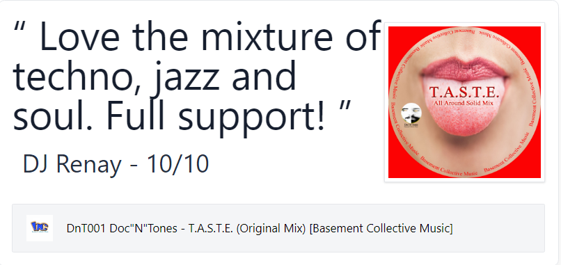 DocNTones's tweet image. We want to thank @DJ_Renay  for her constant support of Doc"N"Tones' music. It means so much to us. THANKS YOU!!! #housemusic #deephouse #techhouse #techno #EDM